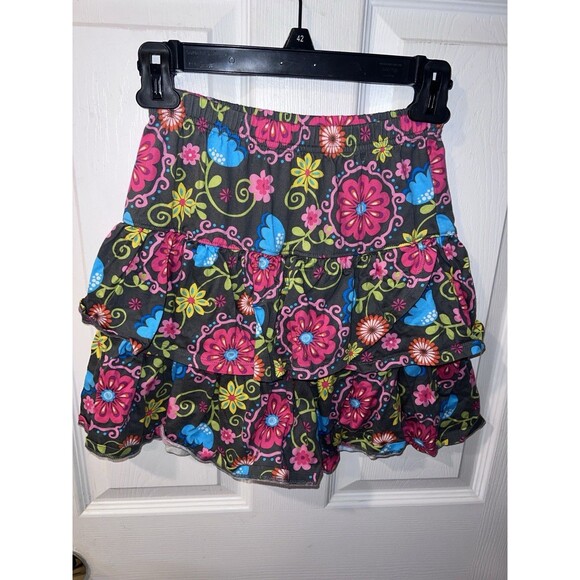 Hannah Andersson Tiered Ruffle Skirt Girls Size 10 (140) Floral Pull On Cotton - Picture 7 of 7